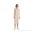 Breathable Long V-Neck Knitted Dress Autumn Sweater